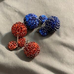 Elegant Blue and Red Crystal Earrings